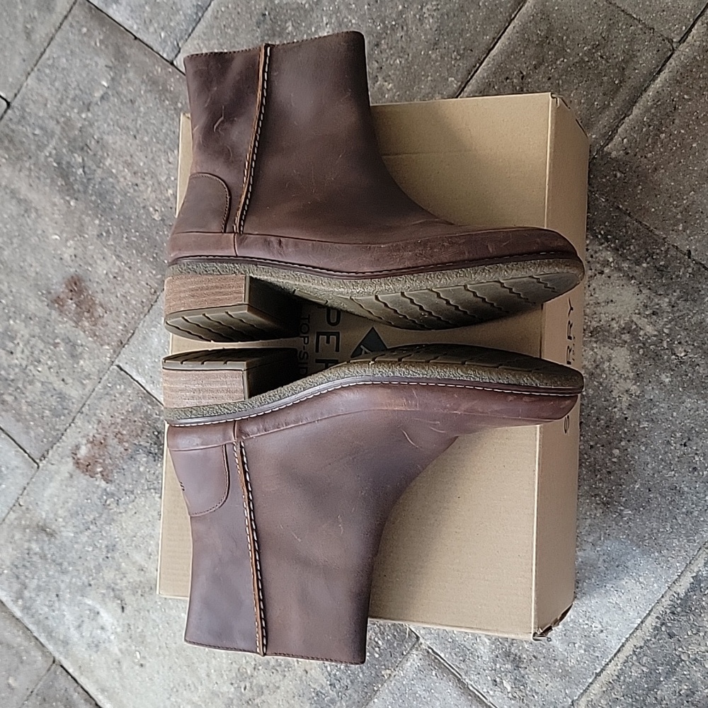 Sperry Top Sider Seaport Storm Mid Bootie Dark Brown Sz 8.5 With Box - Picture 6 of 14